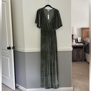 Baltic Born sage velvet wrap dress